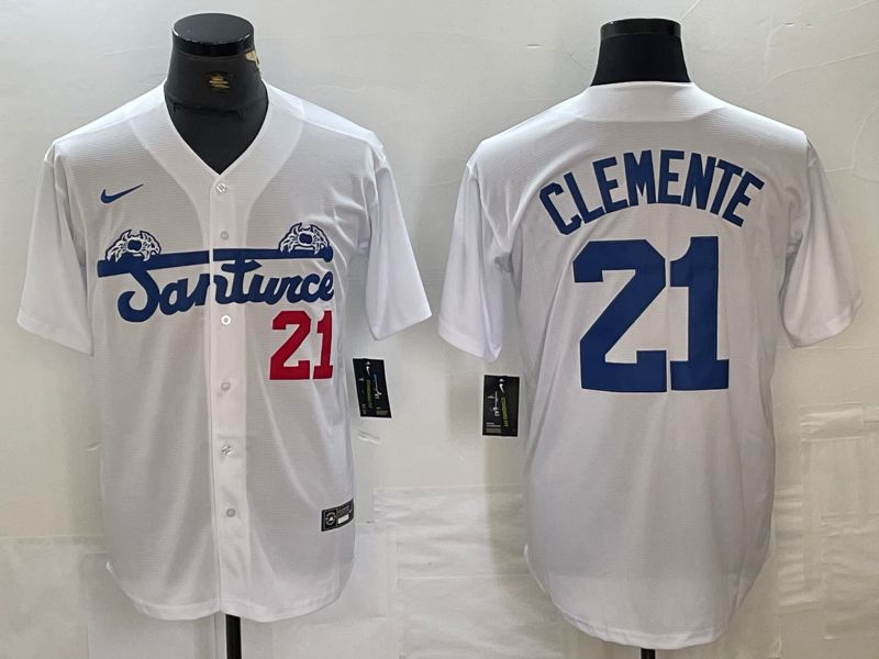 Men Pittsburgh Pirates #21 Clemente White Nike Game MLB Jersey style 1->san francisco 49ers->NFL Jersey